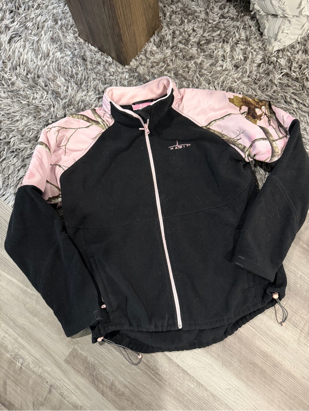 Habit Women's Black & Pink Fleece Zip-Up Jacket